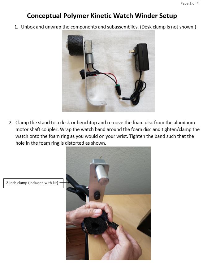 Watch winder procedure - 1st page